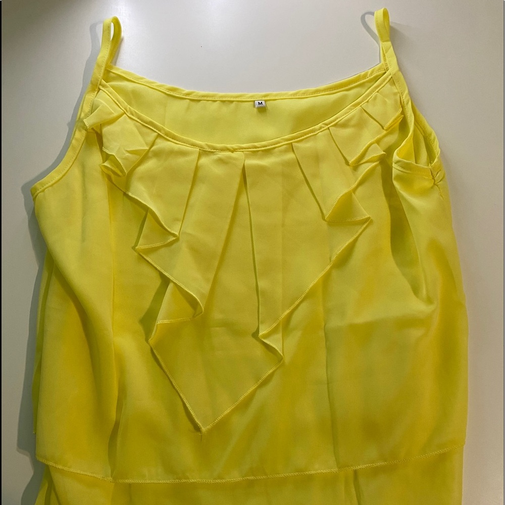 Yellow Ruffled Tank Top - Picture 1 of 2